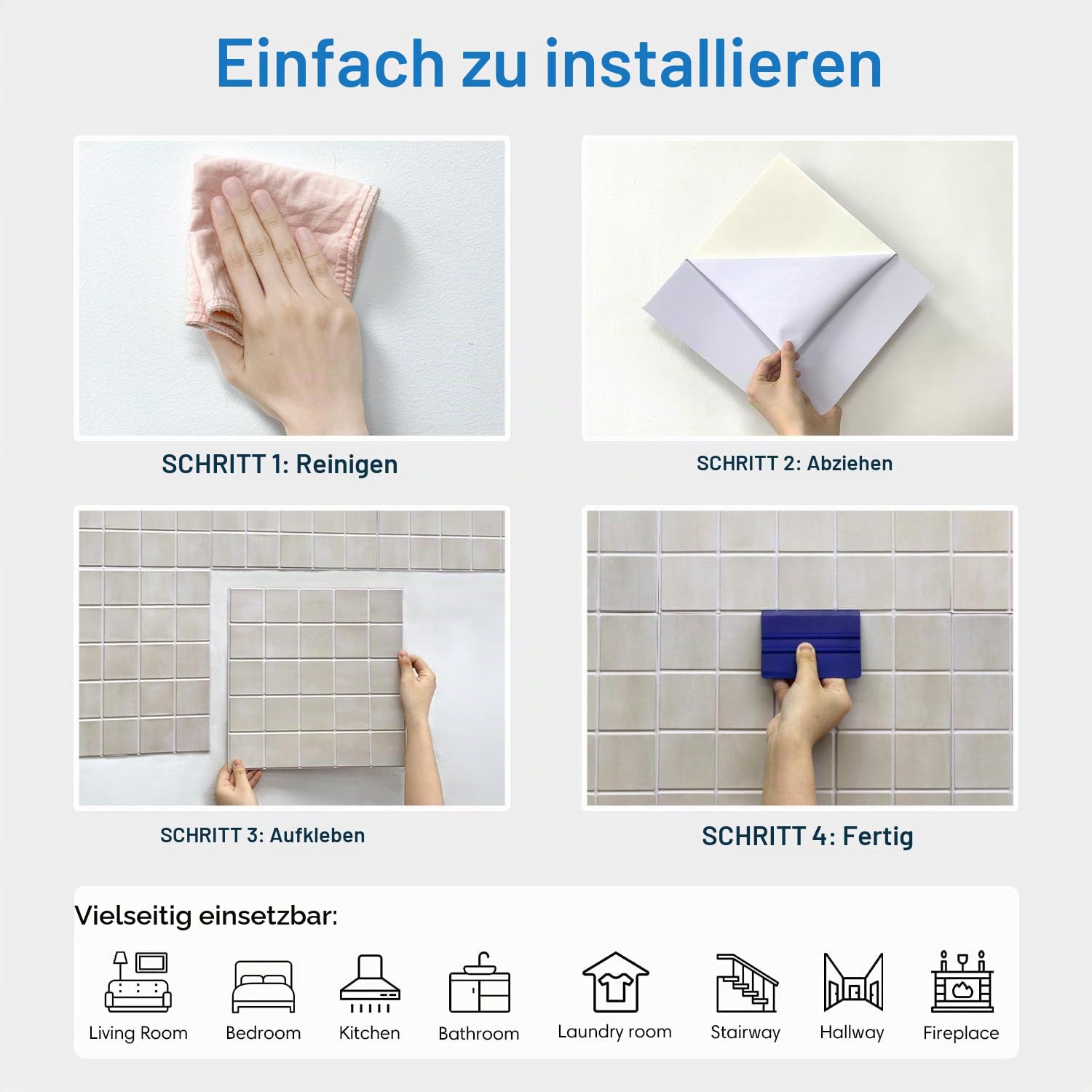 COMSTICKC 3D Fliesenaufkleber Klebefliesen, Matt Beige, 10 Stück 30×30 cm | Ultraleicht Flexible PVC-Platten, 3D Wandfliesen Selbstklebend Fliesen Wandverkleidung Küche Bad, Nicht Echte Fliese