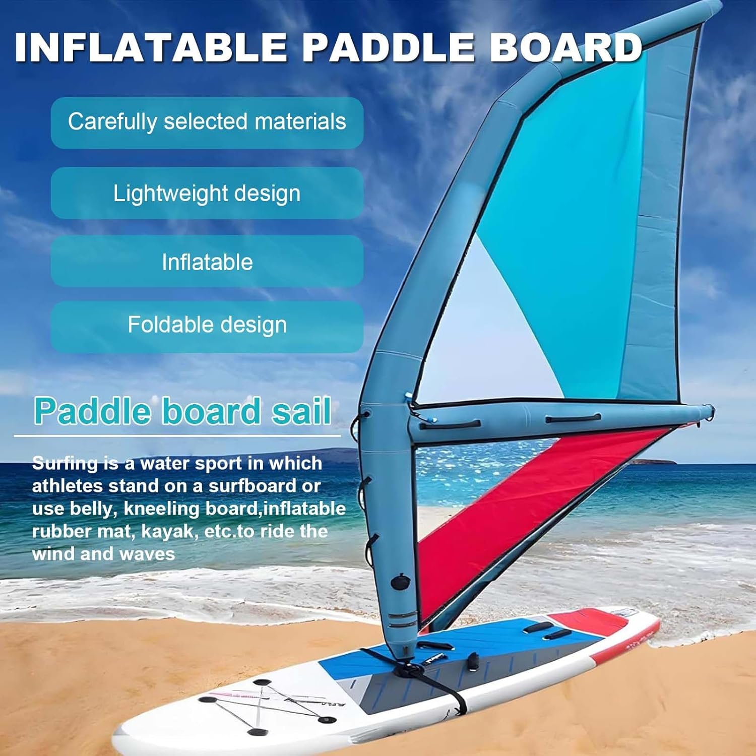 Sup Sail | Inflatable Sail, Portable Inflatable Sail, Ultralight Inflatable Sail, 360° Rotatable Base and Safety Observation Window, Oxford PVC Material, Suitable for Surfing, Stand Paddle Boarding