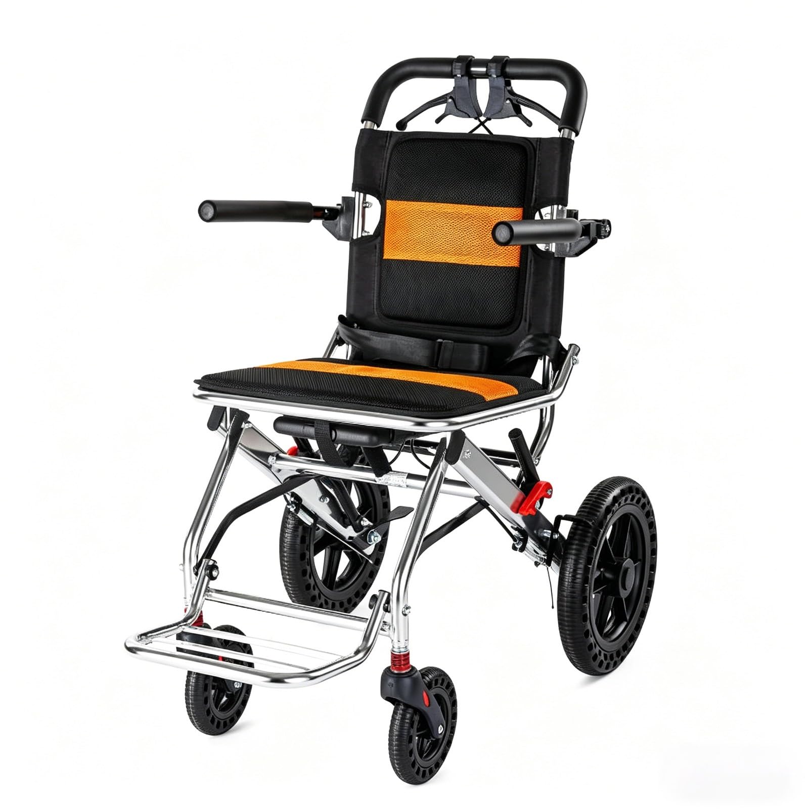 Silla de Ruedas Ligera Plegable para Adultos y Ancianos | Diseño Viaje Avión con Reposabrazos Abatibles | Chasis Aluminio 8,9 kg