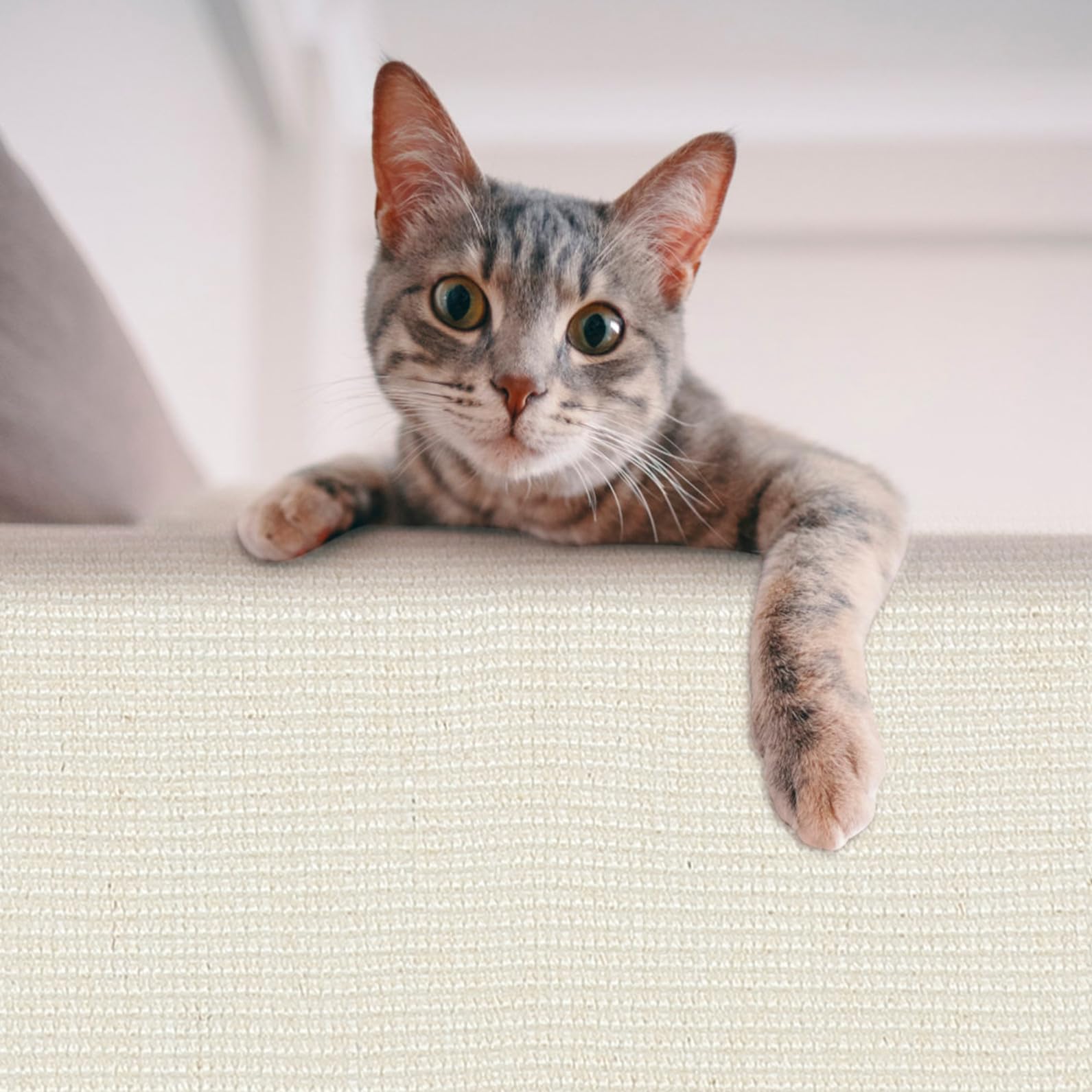 TOPBATHY Funda para Reposabrazos de Sofá para Gatos, Protector contra Arañazos Garra de Sisal, Alfombrilla Antiarañazos Gris Claro para Muebles, Suministros para Mascotas, Uso Doméstico
