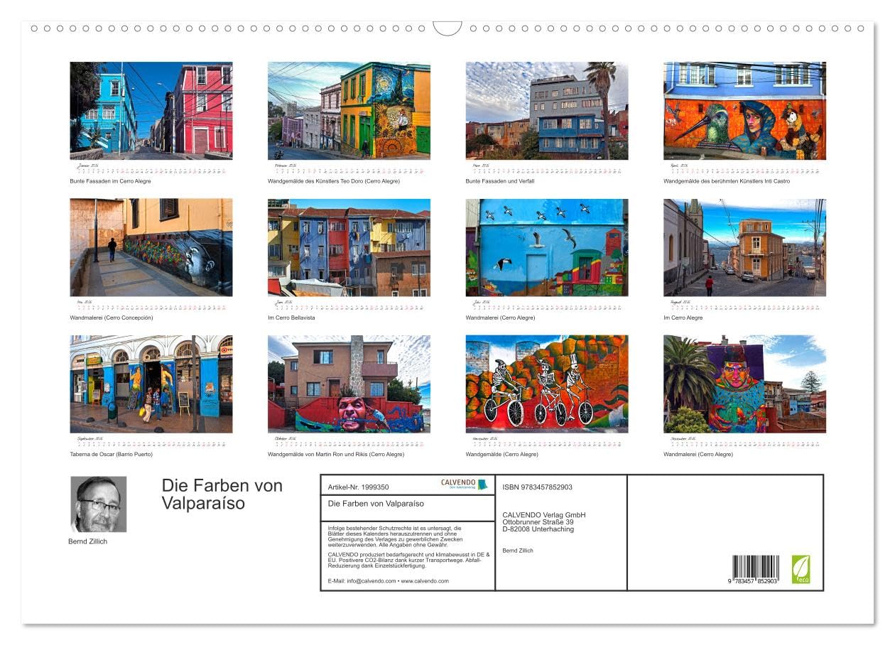 Die Farben von Valparaíso (Wandkalender 2026 DIN A2 quer), CALVENDO Monatskalender: Die Farben und Wandmalereien von Valparaíso (CALVENDO Orte)