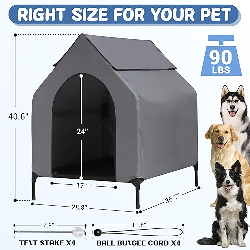 Miniatura 2 de Casa para perros de 36" para exteriores para perros medianos y grandes refugio elevado para perros
