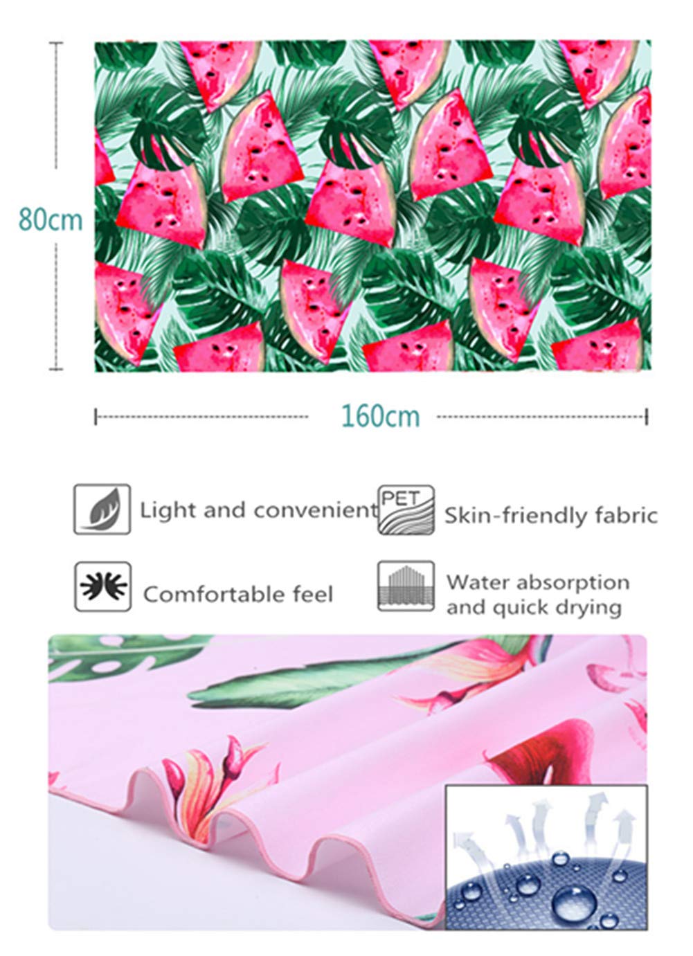 MYPOWR Flamingo Beach Towel - 52"x32" Microfiber, Super Absorbent & Quick-Dry - View #2