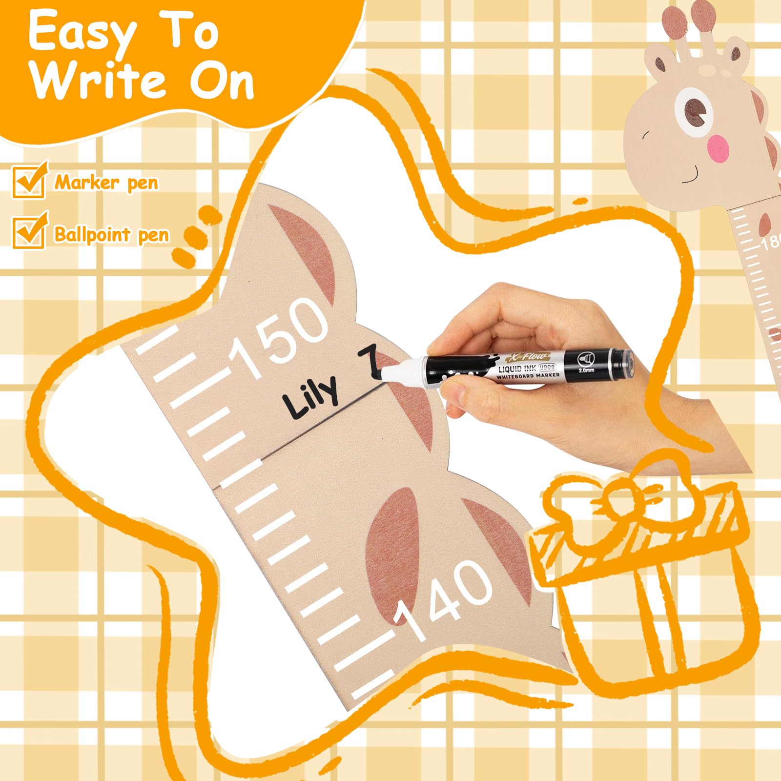Messlatte Kinder Holz mit Tiermotiv, 50-180 cm Messlatten Wanddekoration für Baby- & Kleinkinderzimmer, Messleiste als Puzzle (Holzfarbe)