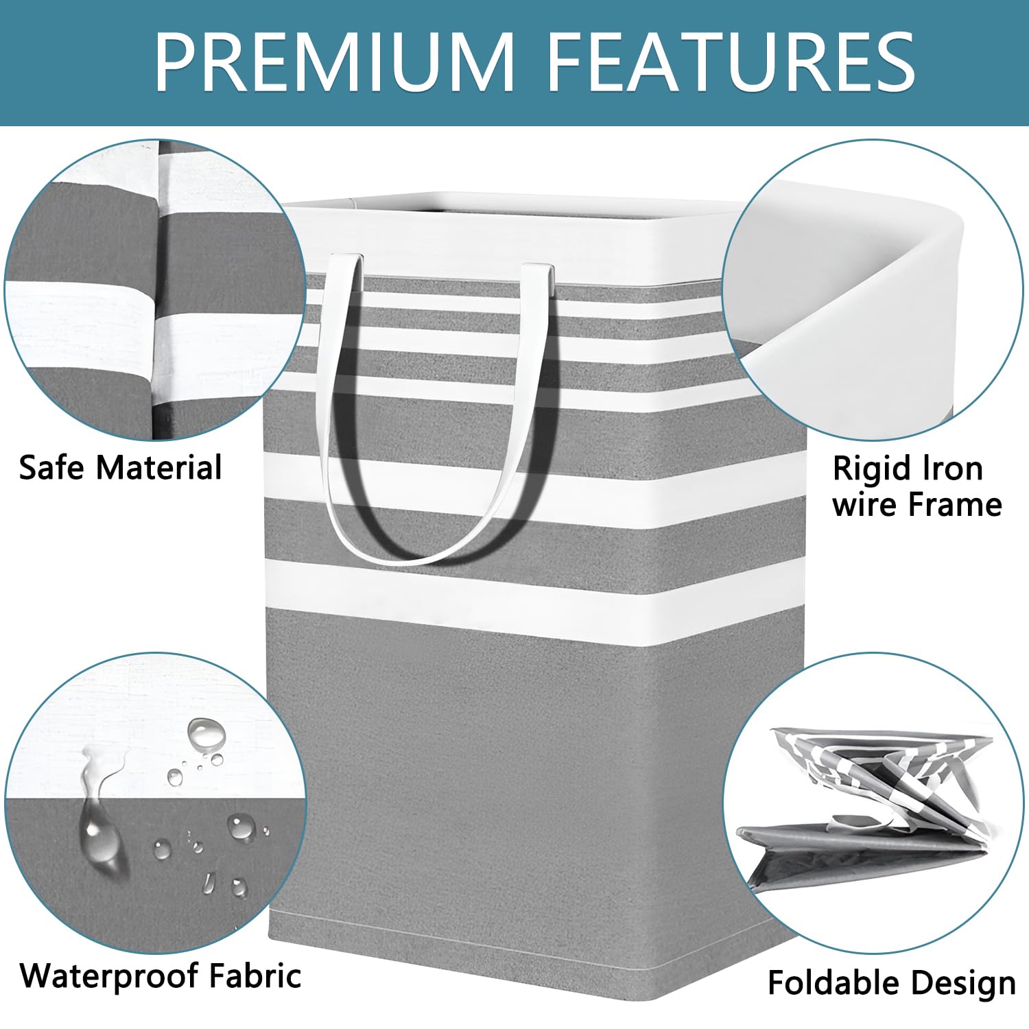 2 Cesti Portabiancheria Pieghevoli Da 75L | Doppio Manico, Per Lavanderia, Camera O Bagno - Foto 3