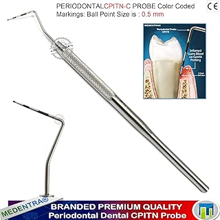 MEDENTRA Dental CPITN Color Coded Probe 0.5mm Ball Ended Size Periodontal Examination Hygienists Pocket Depth Measuring Probes Scalers BPE Markings (3.5, 5.5, 8.5 and 11.5 mm) - coolthings.us