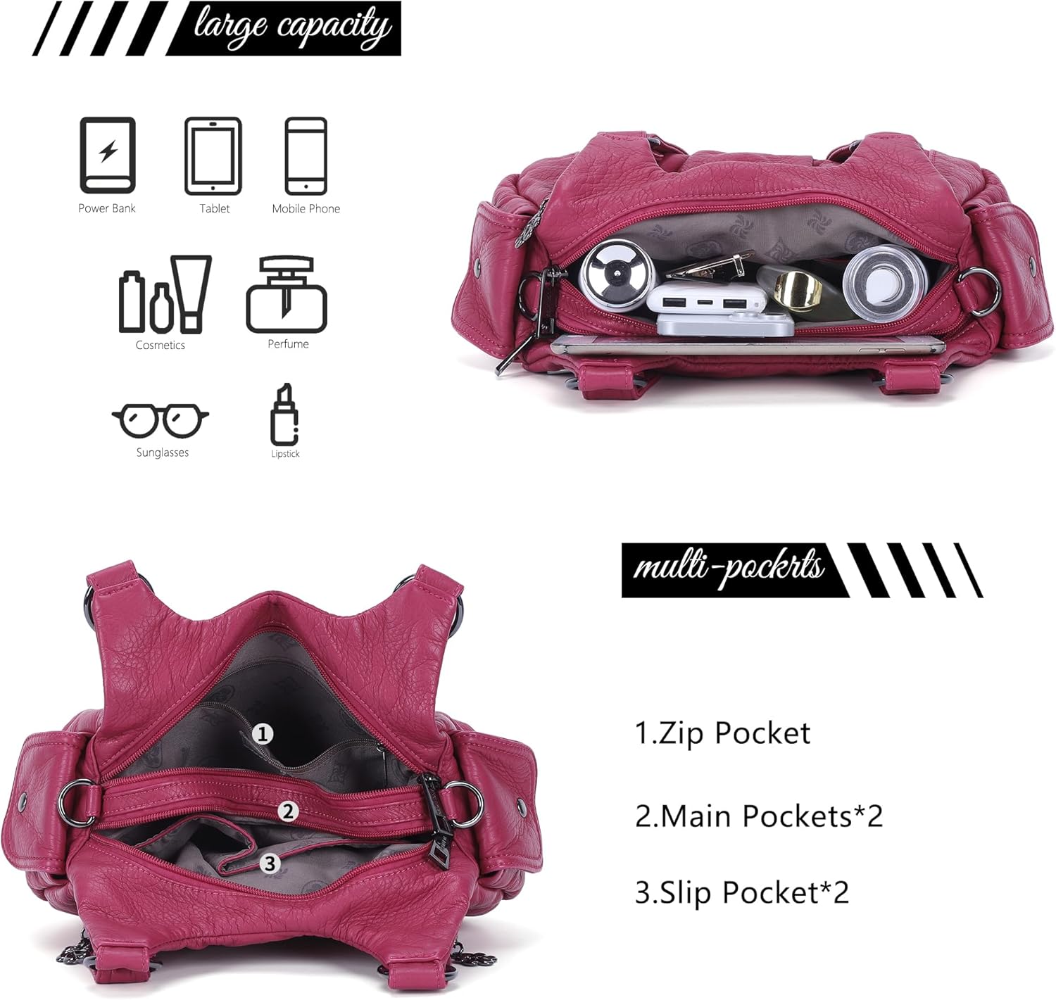 Angel Kiss Small Purses for Women Hobo Shoulder Bags Y2K Vegan Leather Multi-Pocket Handbags Designer Crossbody Tote Bag - Image 5