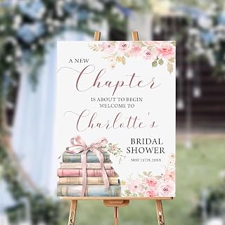 Personalized Her Next Chapter Bridal Shower Welcome Sign, Custom Storybook Wedding Poster for Bride To Be, Indoor Outdoor Bridal Decor, Engagement Gift for Women