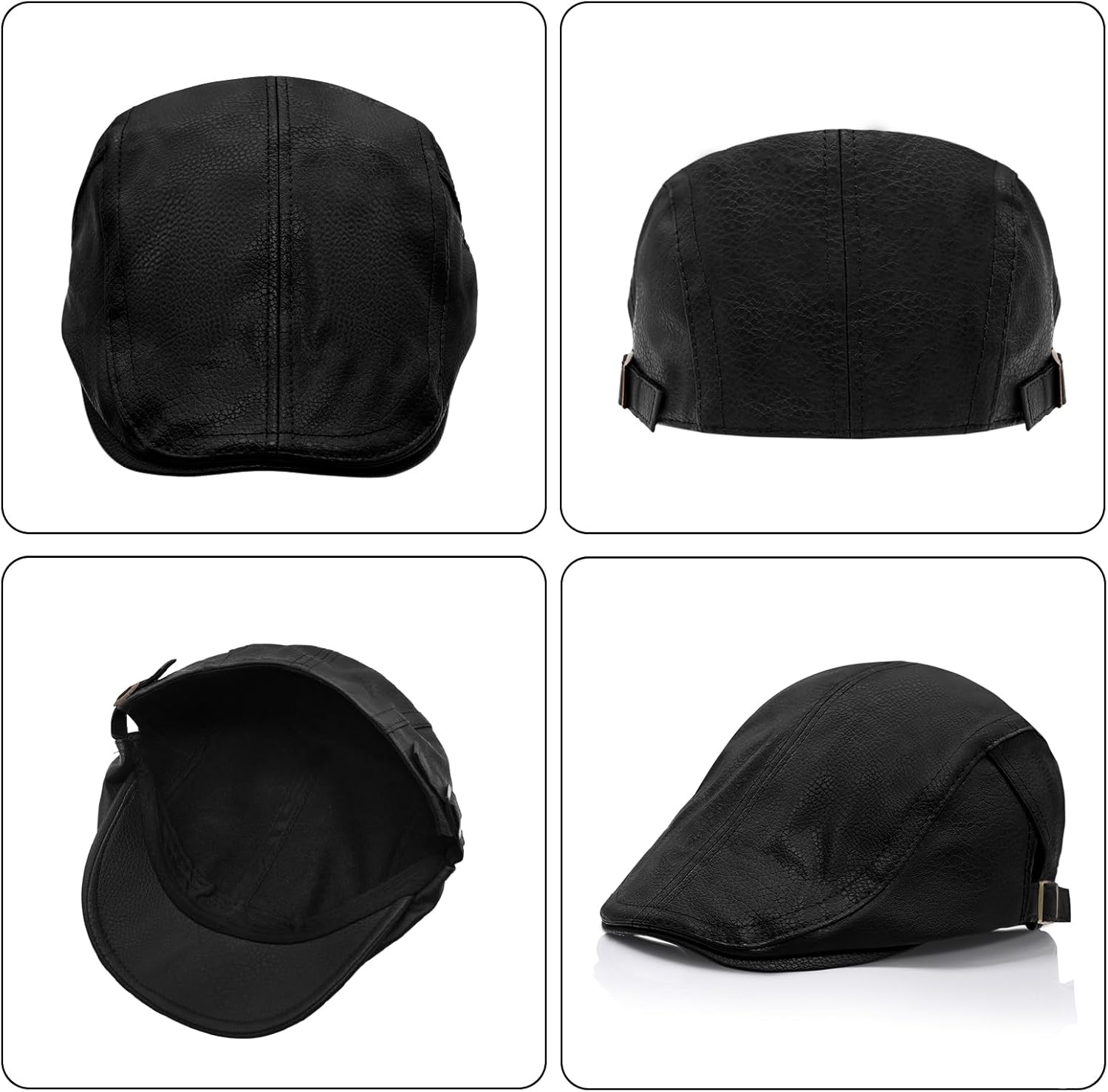YAMEIZE レトロレザーキャスボーイハット 男女兼用 ベレー帽 フラットキャップ 調節可能 ウィンターキャップ トレンディ