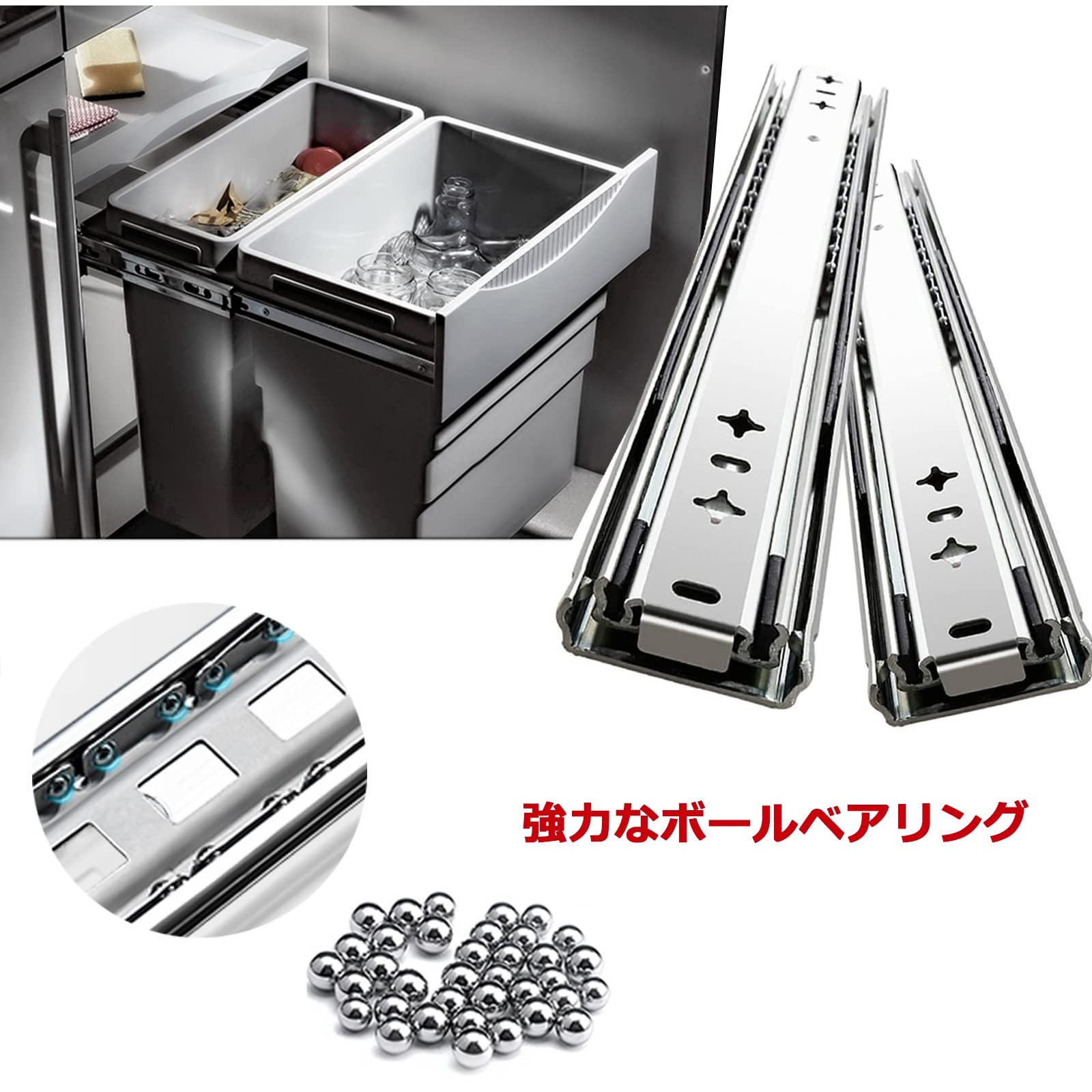 1 Paio di Guide per Cassetti per Carichi Pesanti 250 600 1000 1200 1400 1500mm, Guide Telescopiche per Guide a 3 Sezioni a Estrazione Totale, per Guide per cassetti Industriali, Armadi da Cucina (dime