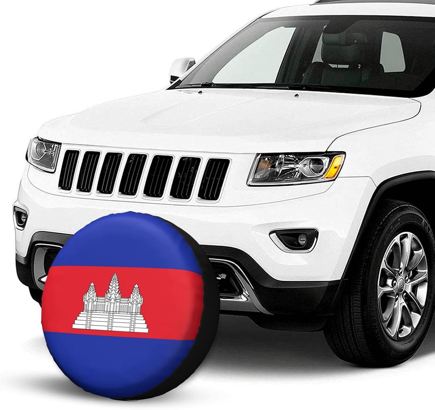 Cambodia Flag Print Tire Cover Universal Spare Wheel for Trailer Rv SUV Truck Camper Travel Accessories