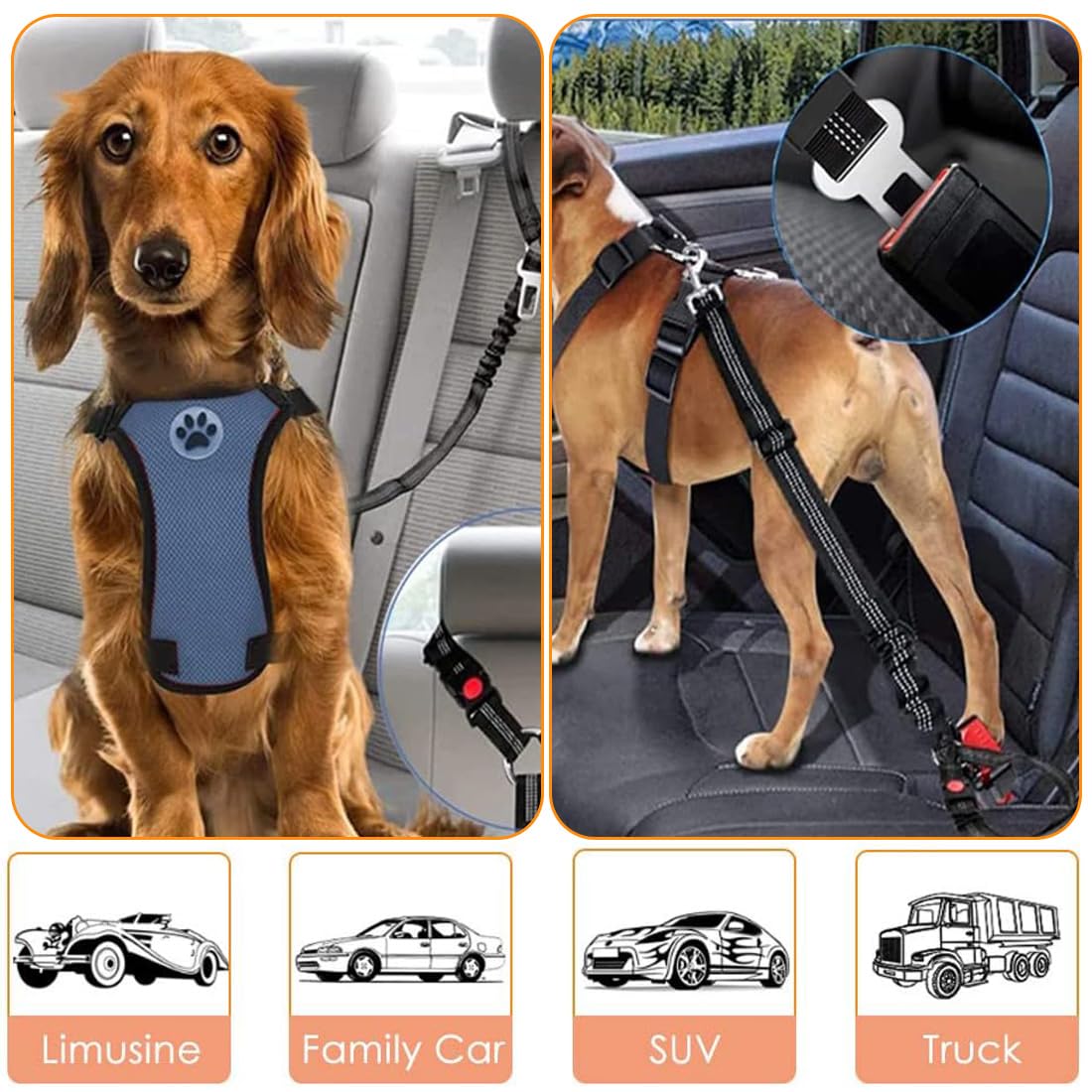 Ceinture Securite Chien Voiture : 1 Pièce Réglable Pour Animal En Voiture. Couleur : Noir. Taille : Réglable. Harnais De Sécurité Automobile Pour Petit Chien.