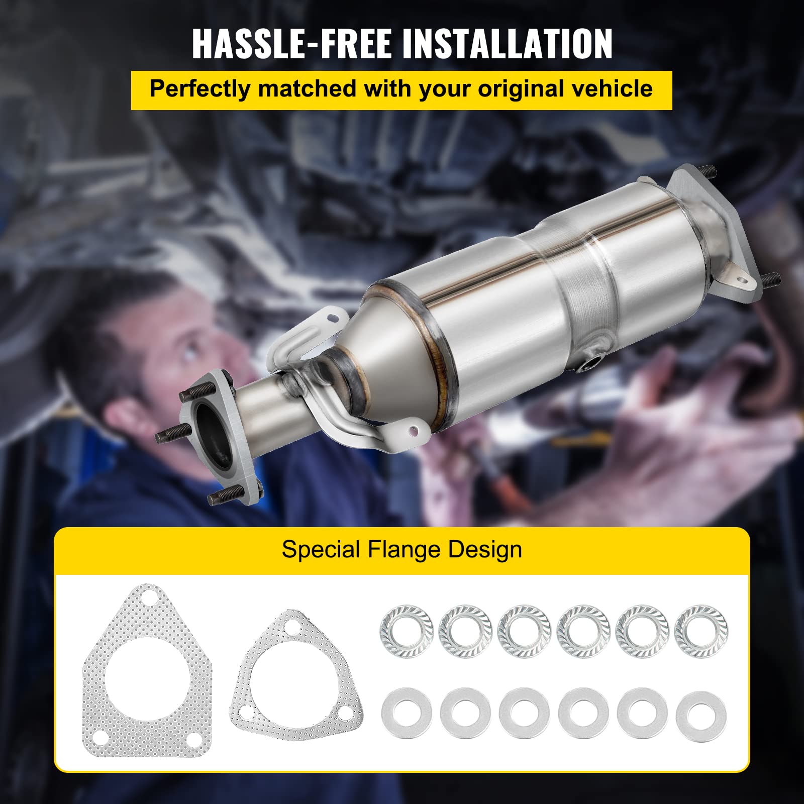VEVOR Convertidor catalítico directo para Honda Accord 2003-2007 Sustratos cerámicos internos 400 celdas conexiones atornilladas Estructura de acero inoxidable Diseño OEM de alto flujo