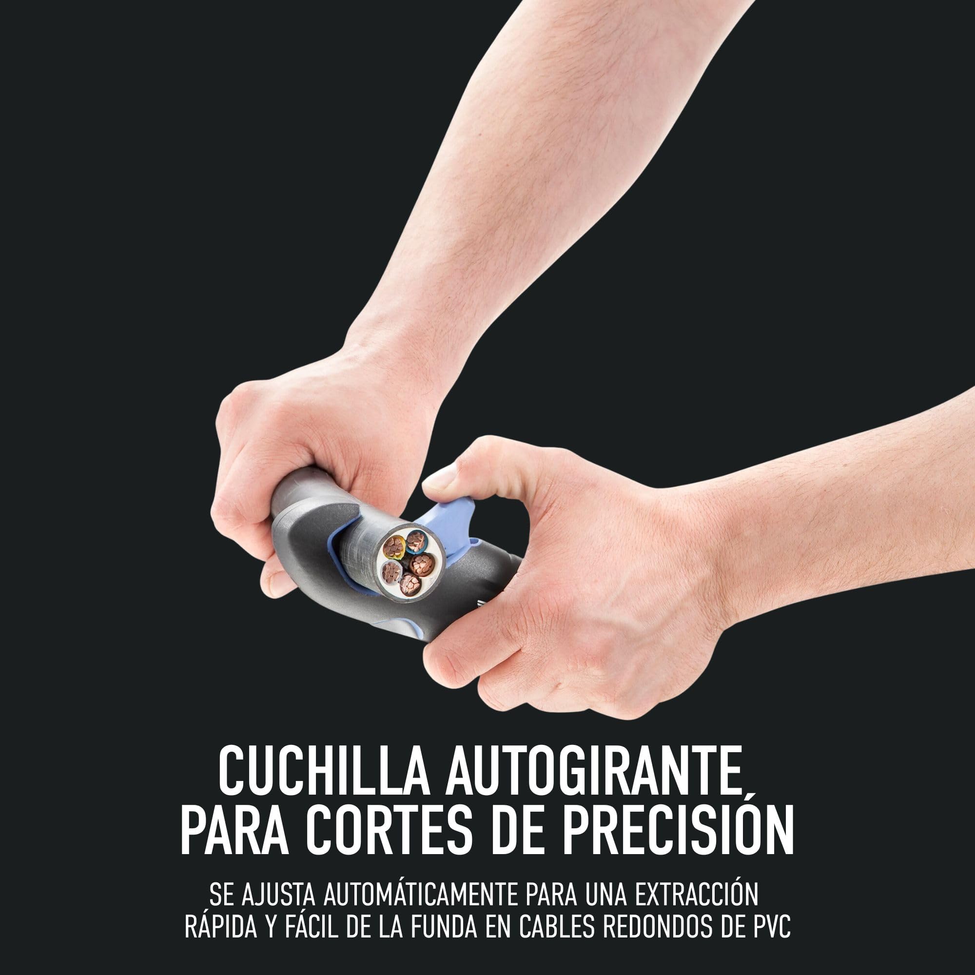 FACOM Herramienta para Desnudar Cables Multifunciones con Gatillo, Cutter de Seguridad, Cuerpo de Zamac, Hoja Auto-Pivotante, Enganche, 872271