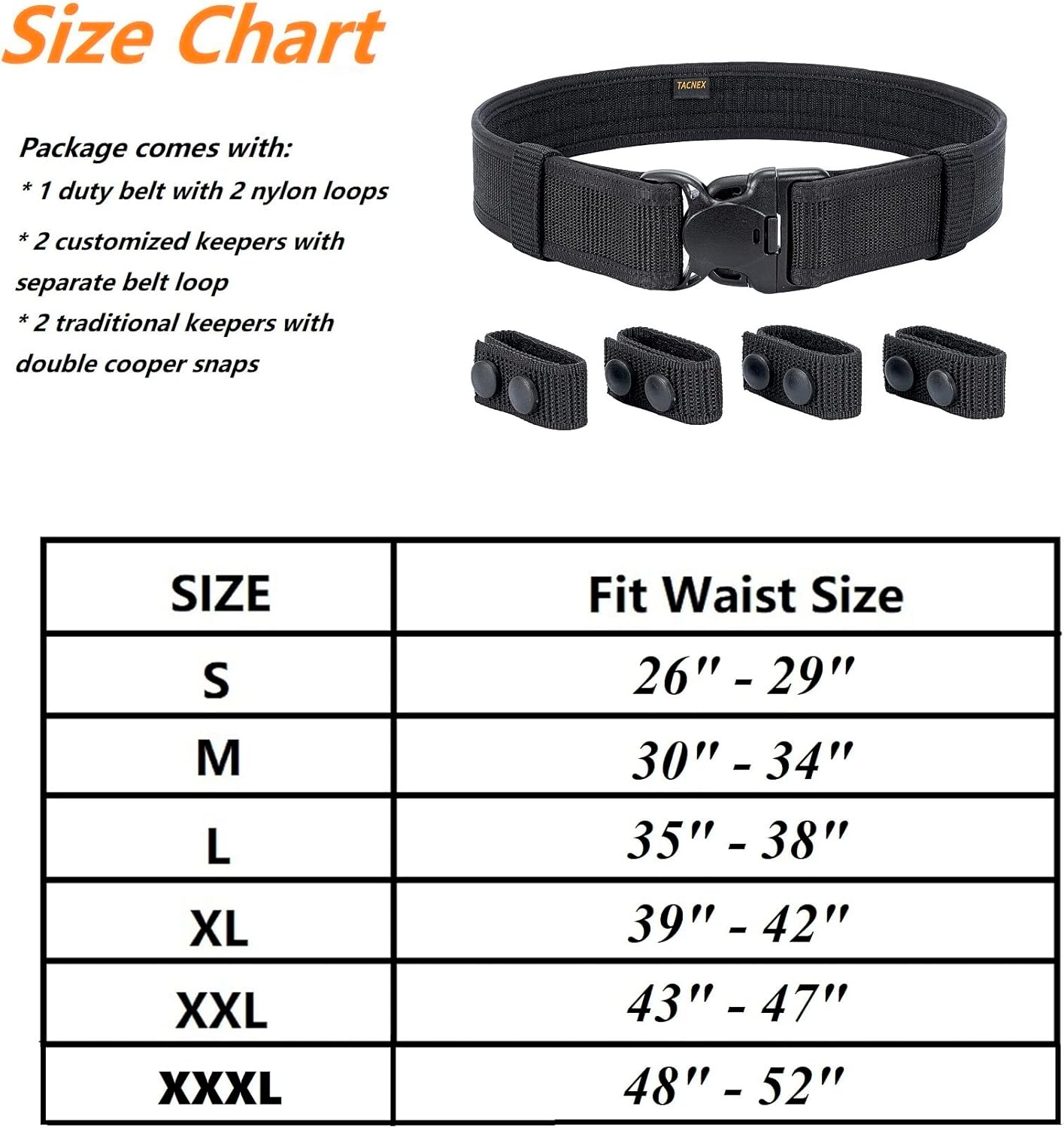 TACNEX Duty Belt w/Hook Lining 4 Keepers 2" Police Law Enforcement Officer Security Nylon Outer Inner Belt - Image 6