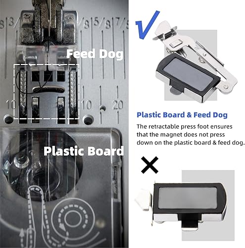 Miniatura 4 de Guía de costura magnética para máquina de coser, guía de costura magnética con clip, accesorios y suministros de costura (plateado)