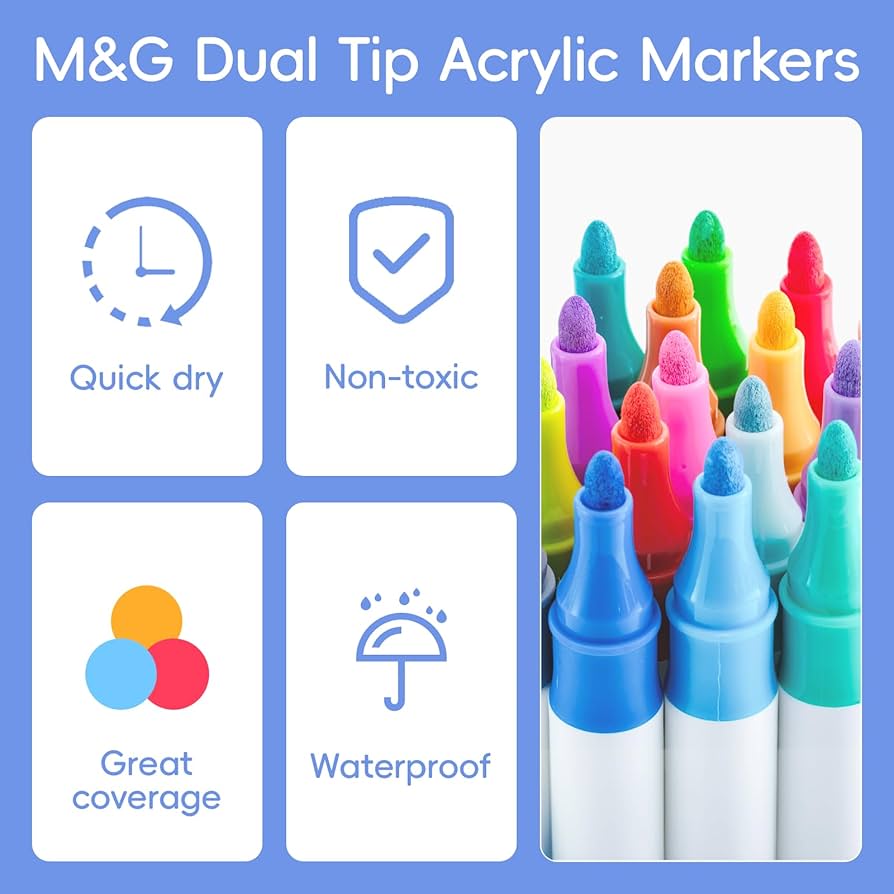 72-Color Art Acrylic Paint Markers Set For Rock, Wood, Canvas, Glass & Stone - Gift For Kids & Adults