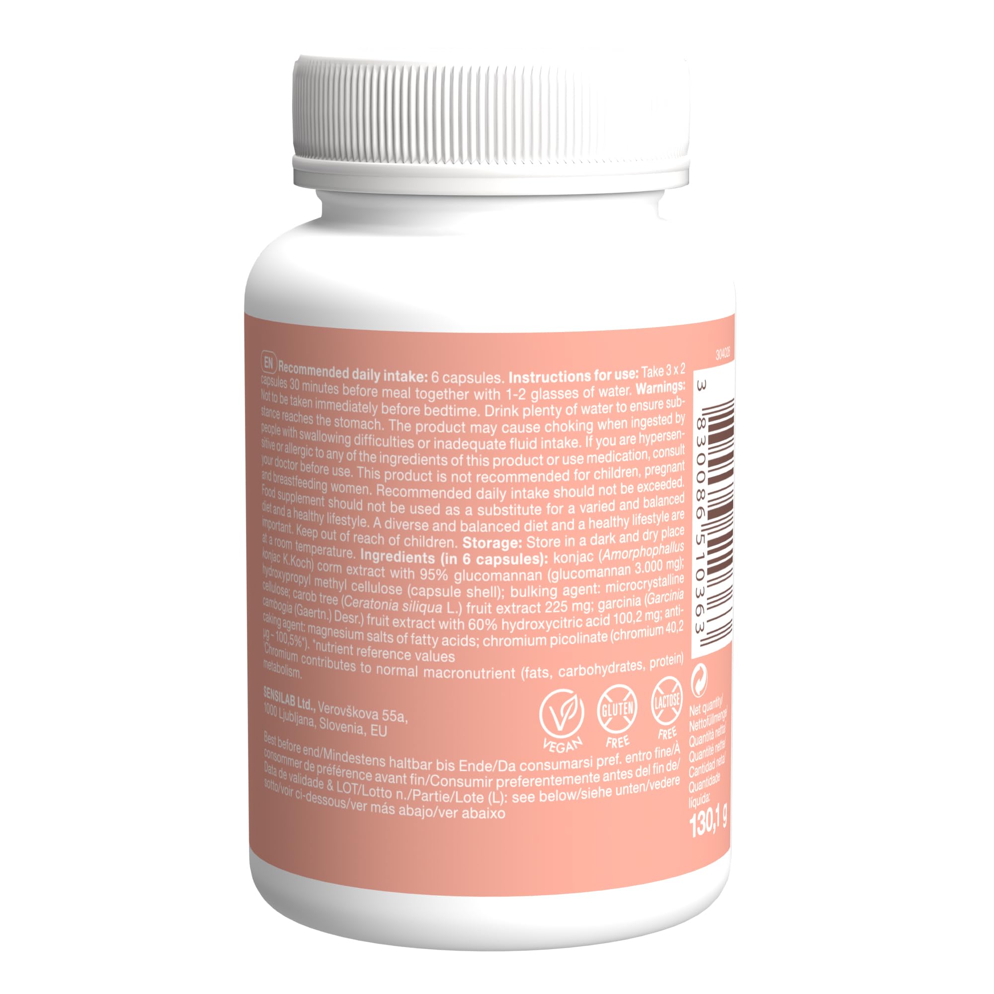 Glucomannano Konjac 3000 mg, Capsule ad Alto Dosaggio con Cromo, Garcinia Cambogia ed estratto dell'albero di Carrubo, Vegano, 180 Capsule, Tummy Tox