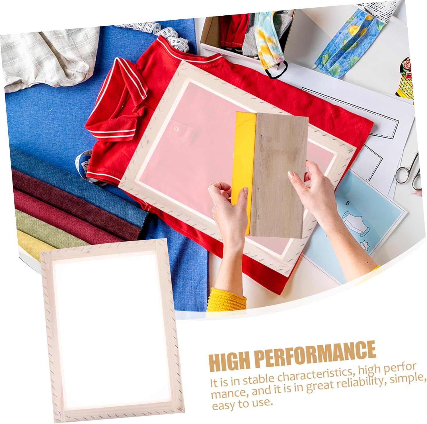 Wood Silk Screen Frame DIY Printing Kit, Reusable for Banner Fabric