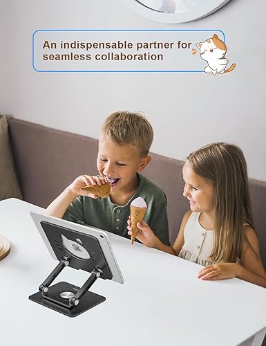 Miniatura 5 de Soporte de aluminio giratorio de 360, ajustable, portátil y plegable, soporte para monitores para iPad, compatible con tabletas de 4 a 12.9