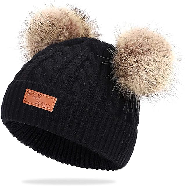 Baby Pom Pom Hat Infant Winter Hats Toddler Winter hat Crochet Fur Hairball Beanie Cap Baby Boys Girls Hat