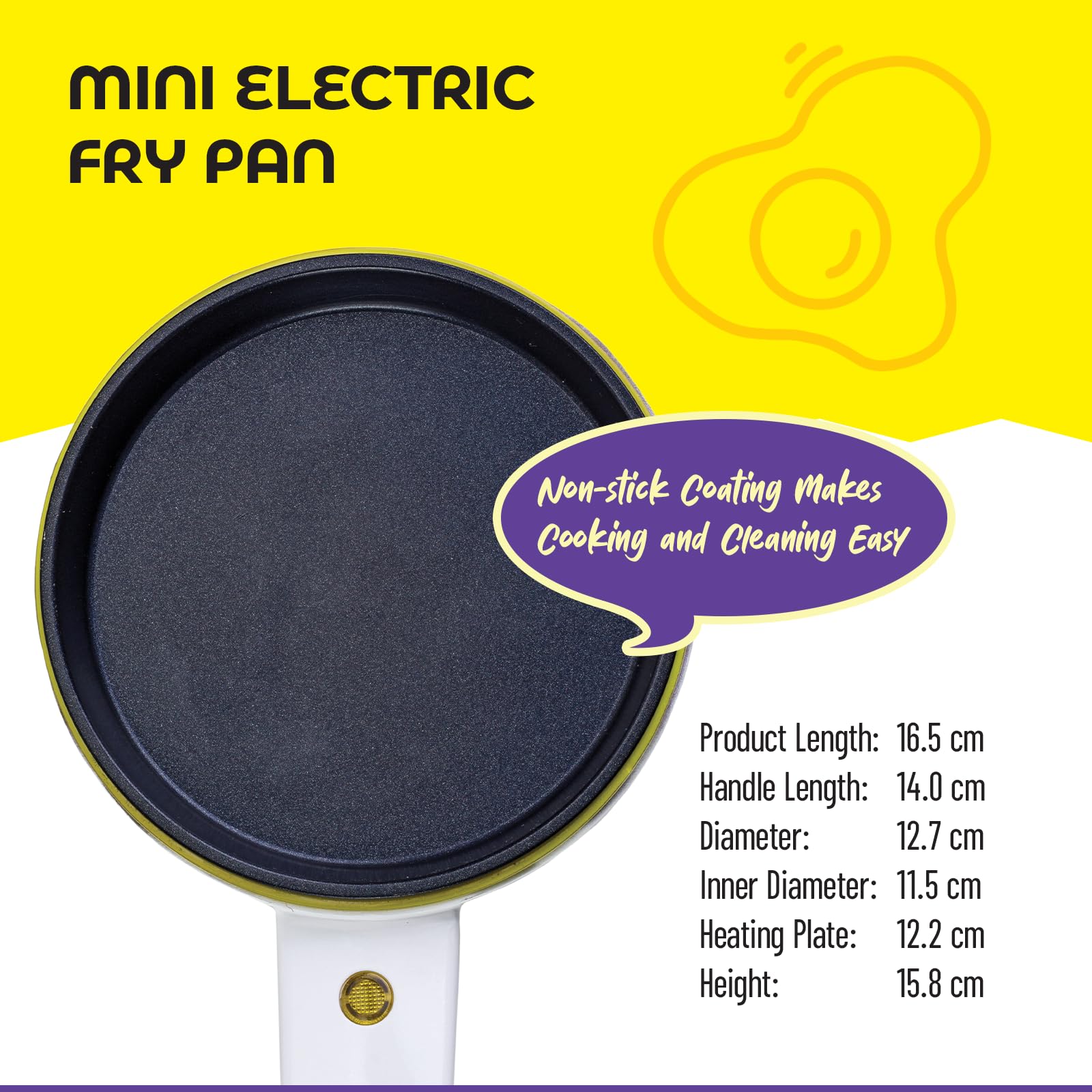 URBINZ Mini Electric Fry Pan – Fun Egg Shape – Non-Stick Coating, Easy to Clean – Great for Families, Kids, Dorms, Apartments, RVs – Gift for Holidays, Birthdays, Weddings