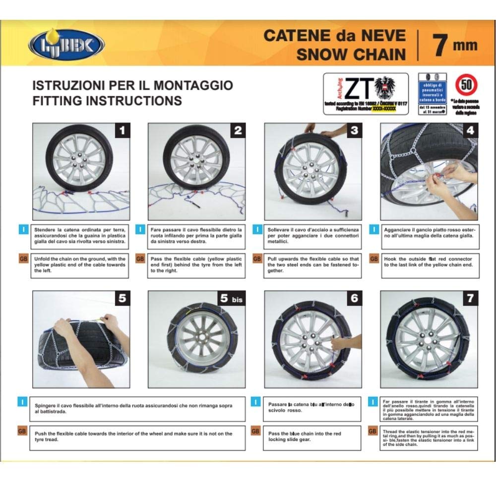 LUBEX Catene da Neve A ROMBO 7MM Gruppo 10 OMOLOGATE TUV CODICE 21349
