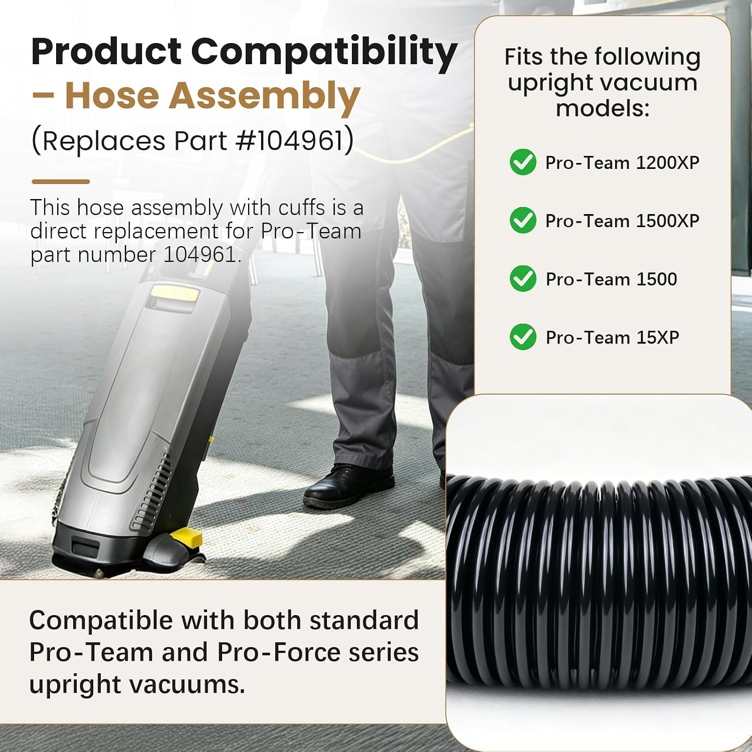 104961 Upgraded Vacuum Hose for ProTeam 1200XP 1500XP