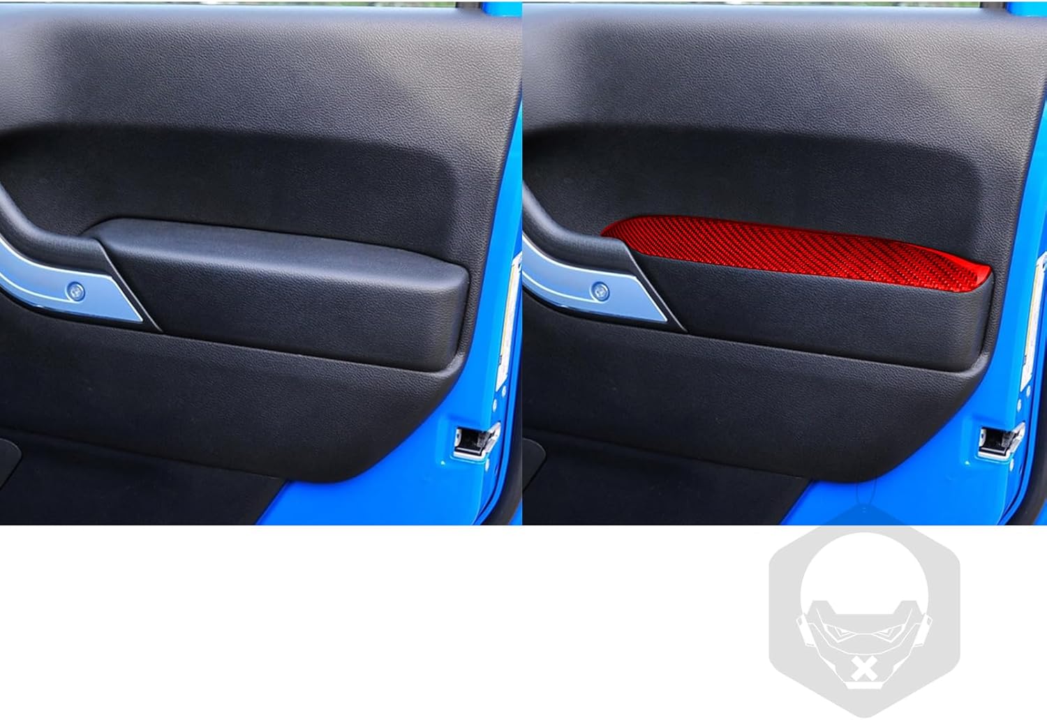 Real Premium Carbon Fiber Compatible with Jeep Wrangler JK 2011 2012 2013 2014 2015 2016 2017 Car Door Armrest Panel Cover Interior Trim Accessories Red Compatible with 2-Door
