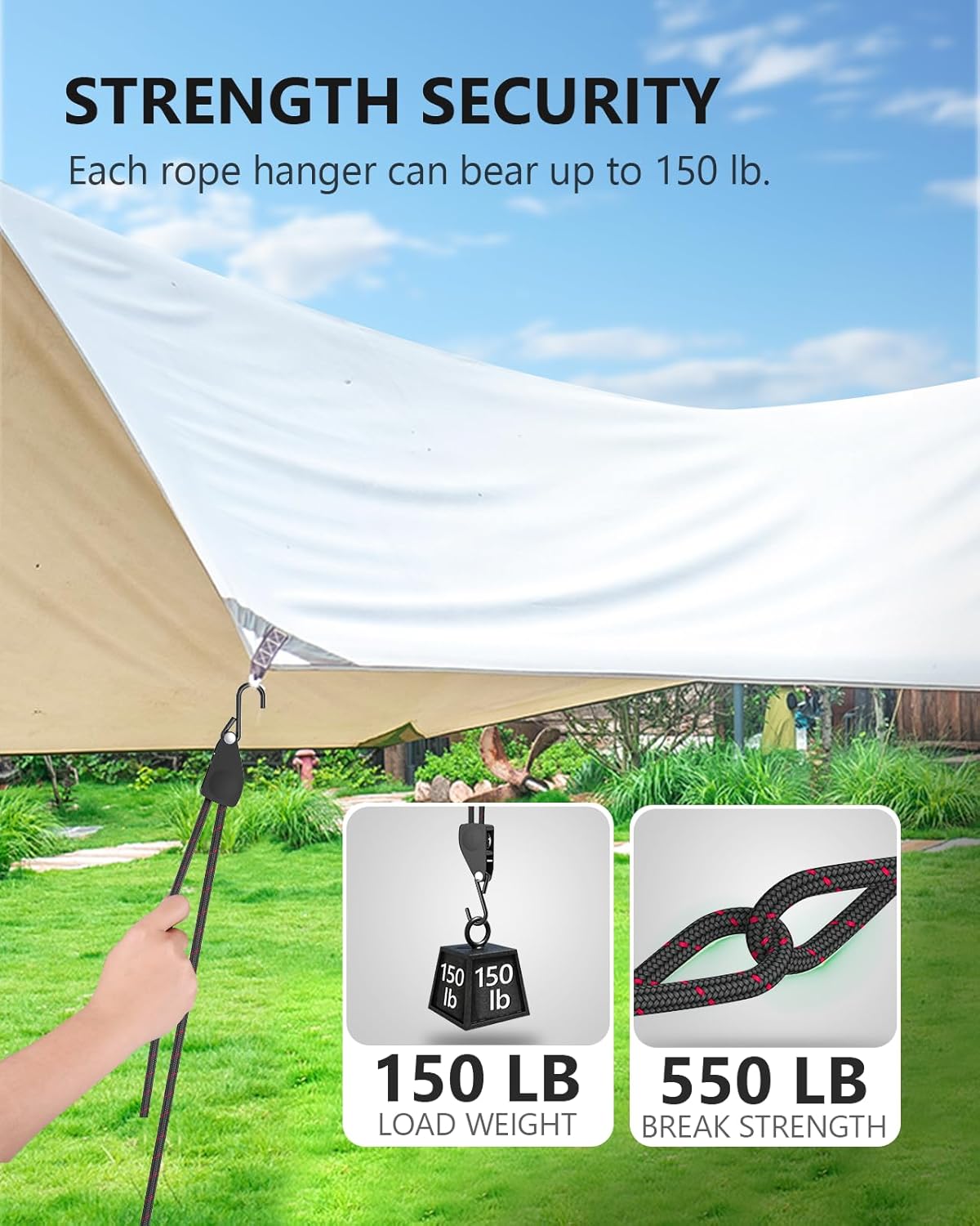 Kayak Straps Tie Downs 4 Pack, Roof Rack Straps Adjustable Ratchet Tie Down Straps with Lock S Hooks, 1/4 Inch 12 Feet Ratchet Straps Heavy Duty for Small Cargo, Kayak, Packing, Camping Gear - Image 3