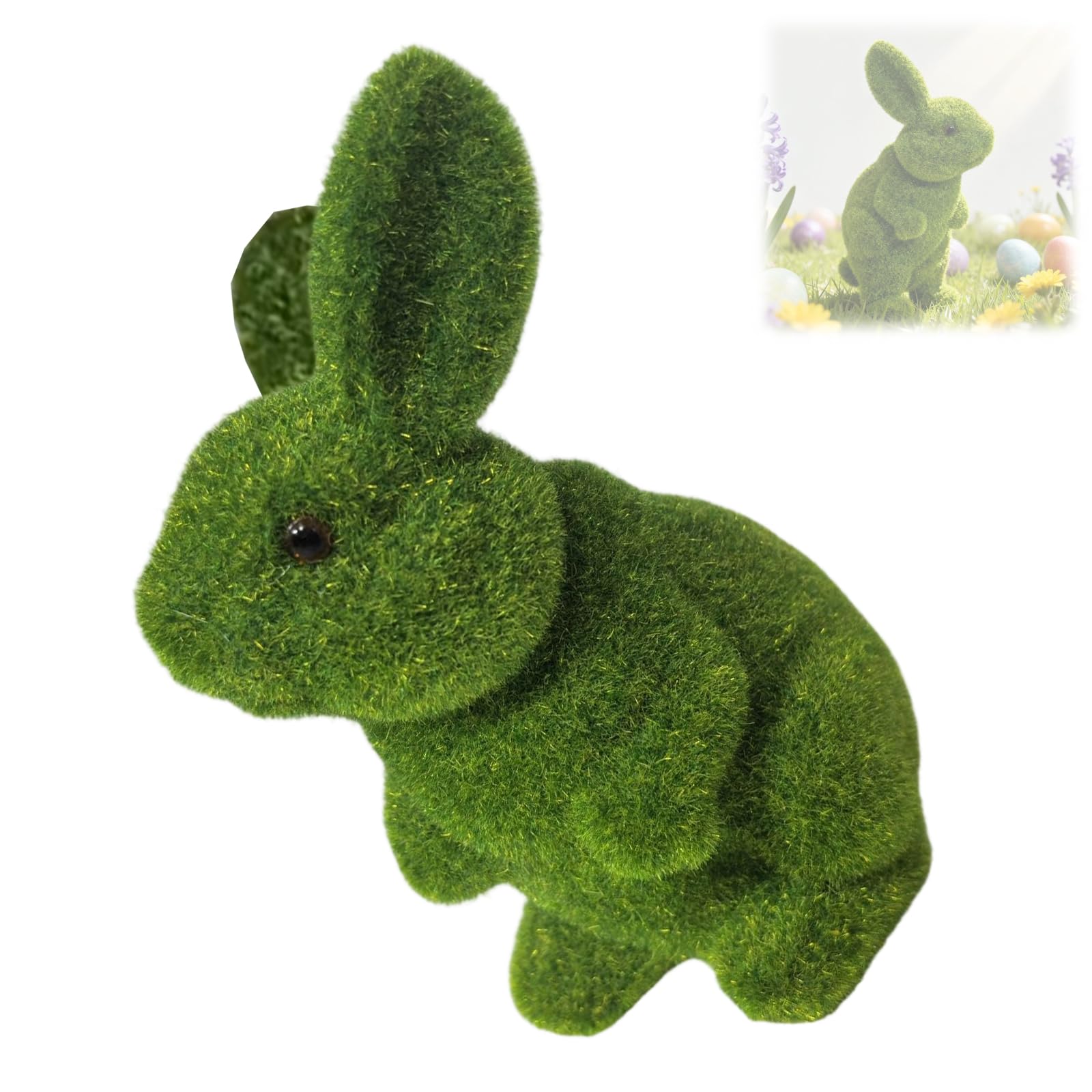 Xjdzineq Flocking Rabbits Figurine with Bowtie Tabletop Ornament Elegant Easter Decoration for Outdoor Garden Parties Supplies Easter Rabbits Figurine with Bowtie Soft Decoration