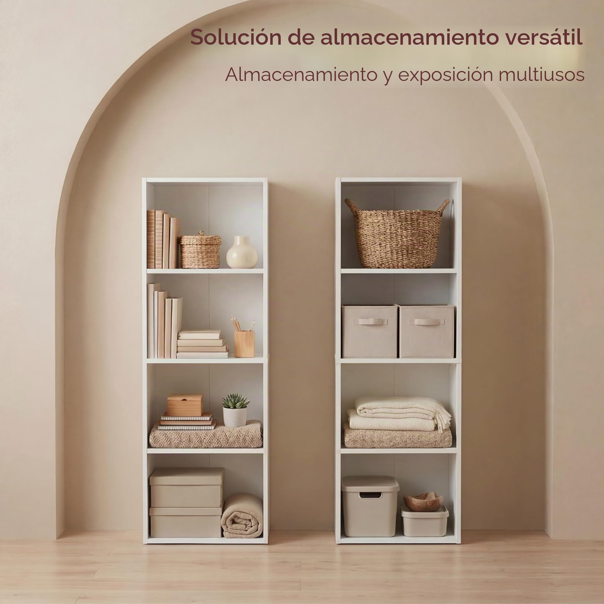 Vida Designs Estantería Oxford de 4 Niveles, de Madera, Color Blanco, para Oficina, Sala de Estar