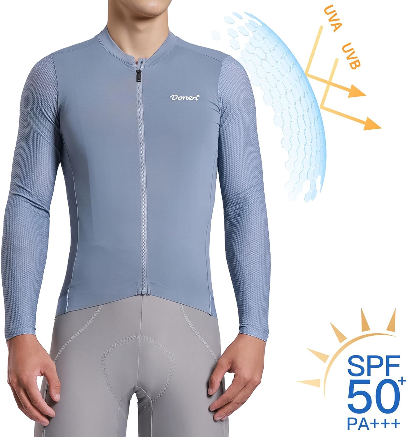 Men's Long-Sleeved Cycling Jersey,Three Rear Pockets High-Stretch Quick-Dry Top Road Cycling UPF 50+ Sun Protection - Image 2