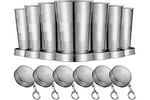 Tessco Stainless Steel Collapsible Cups with Lid(6 Pcs, 2.5oz)