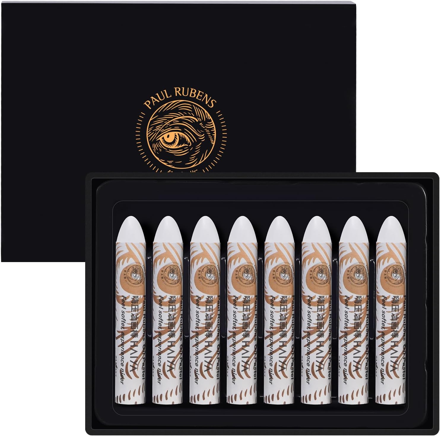 Paul Rubens White Oil Pastel (8 Pack) - Super Creamy, Easy Mix, Bullet Tip for Precision Drawing - For Drawing, Sketching, Painting - For Professional Artists, Students, Beginners