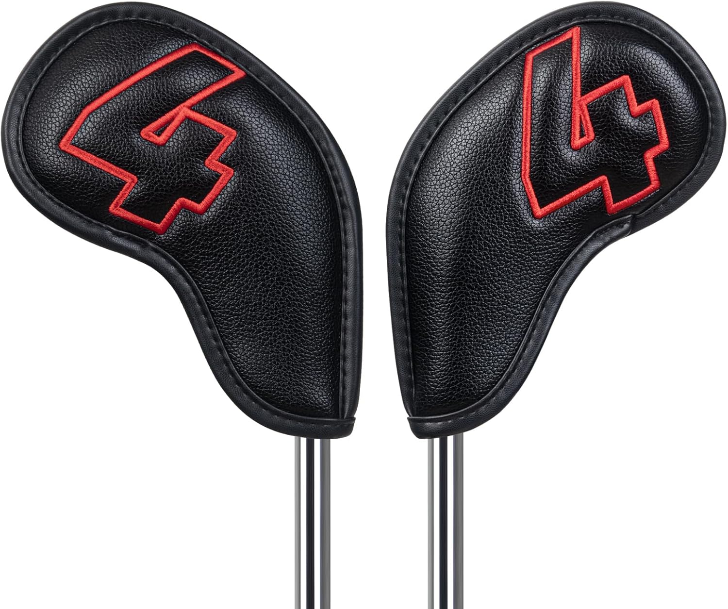 Craftsman Golf 10pcs Red No. on Both Sides Magnetic Closure Classic Black Leather Iron Headcover Covers Set Travel Cases Protector Available Custom with Name