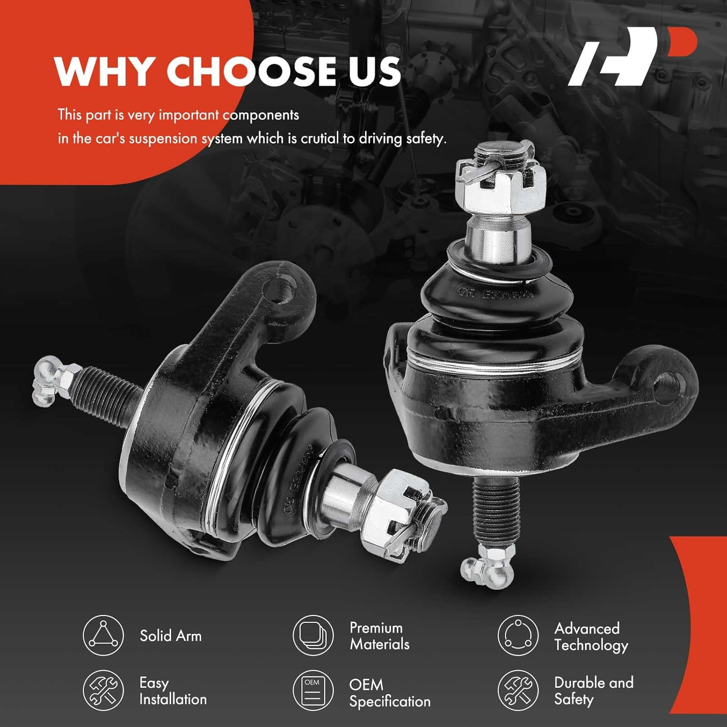 A-Premium 2 x Front Lower Ball Joint, Compatible with Chevy - 1958-1970 - Impala Corvette Bel Air Biscayne Brookwood Caprice Corvair Truck El Camino Estate Kingswood Kingswood Parkwood Townsman