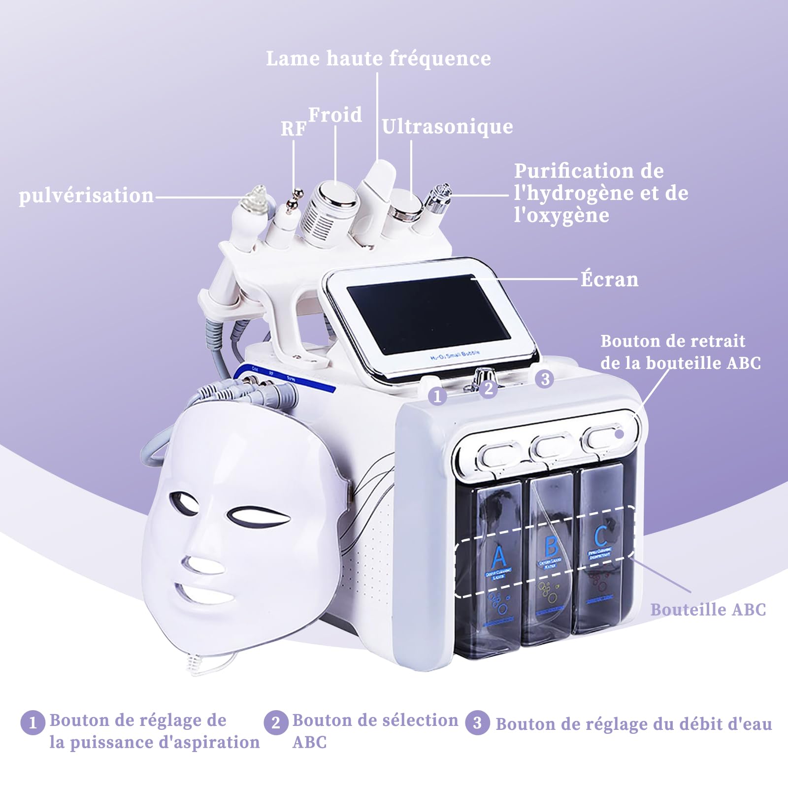Hydrafacial 7 En 1 Machine à Oxygène à Hydrafacial Profession Nettoyage En Profondeur Microdermabrasion Exfoliante Petit Appareil De Beauté à Bulles éliminer Les Rides Dermabrasion