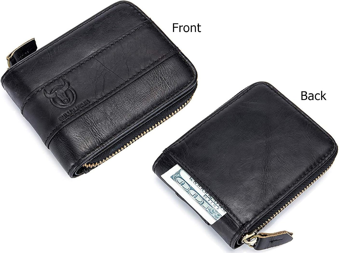 Miniatura 3 de Cuero auténtico hombres billetera cremallera RFID bloqueo vintage billeteras billeteras billeteras