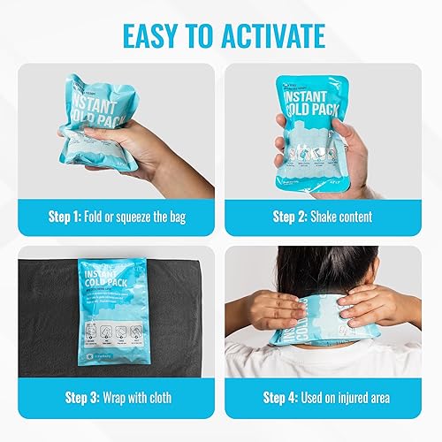 Miniatura 4 de ICEWRAPS Paquete frío instantáneo 4 x 7, caja a granel de 50 unidades | Bolsa de hielo instantánea de compresión fría para emergencias | Paquetes de