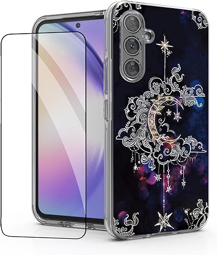 Funda para Samsung Galaxy A54 5G, Samsung A54 5G, protector de pantalla de vidrio templado y funda híbrida de TPU suave de PC duro 2 en 1 para