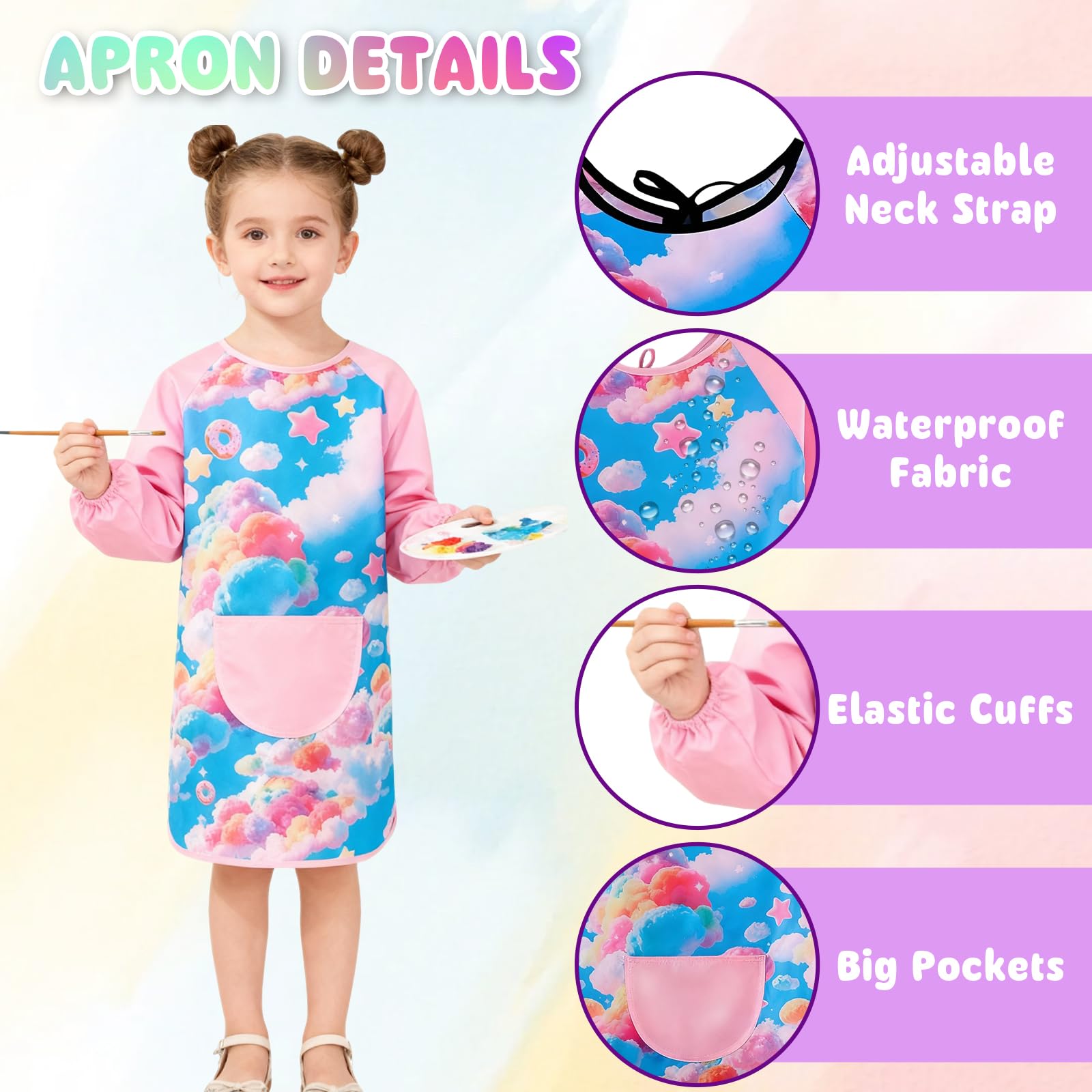 KASURE Kids Aprons for Painting 2 Pcs Artist Costume Kids - Image 3