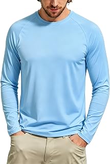 Tansozer Męska koszulka z długim rękawem UPF 50+ ochrona przed promieniowaniem UV wędkowanie wędrówki rash guard koszule