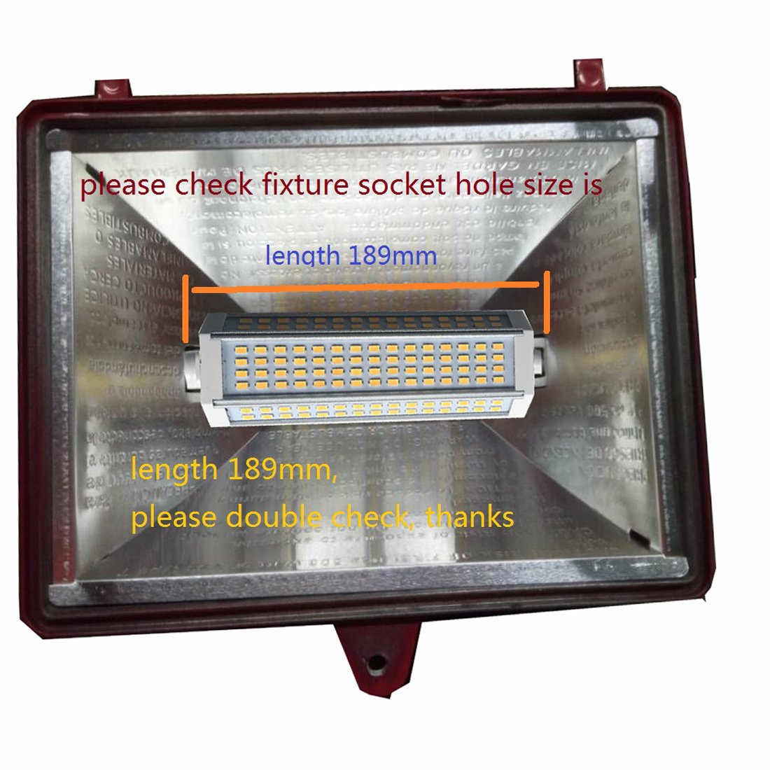 Generic R7s LED dimmbar Leuchtmittel 50 W warmes Licht 3000 K Double Ended R7s LED Fluter 189 mm AC120V-AC230V 4700lm J189 L189*W55*H40mm für 750 W Ersatz Lampe