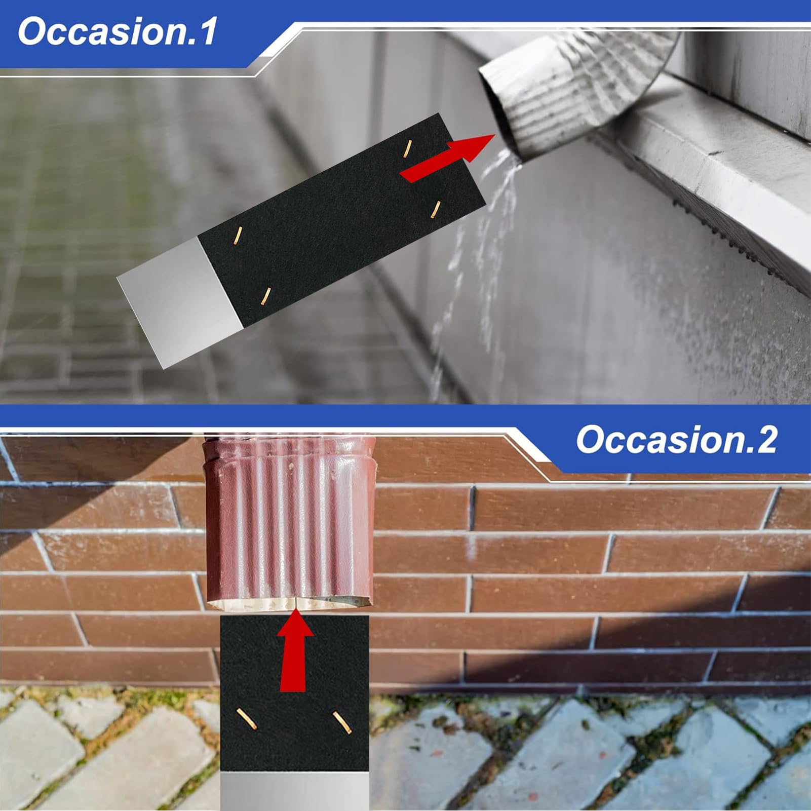 Amortisseur de bruit pour gouttières - 2 silencieux pour tuyaux d'égout, dispositif d'amortissement de bruit multifonctionnel, réducteur de canal de drainage réglable, outil durable et resisten