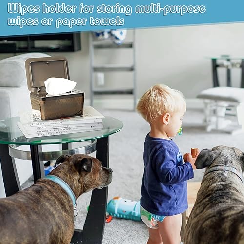 Miniatura 6 de Whiidoom Dispensador de toallitas para bebés, soporte para toallitas a prueba de polvo, apertura con una sola mano con resorte, mantiene las