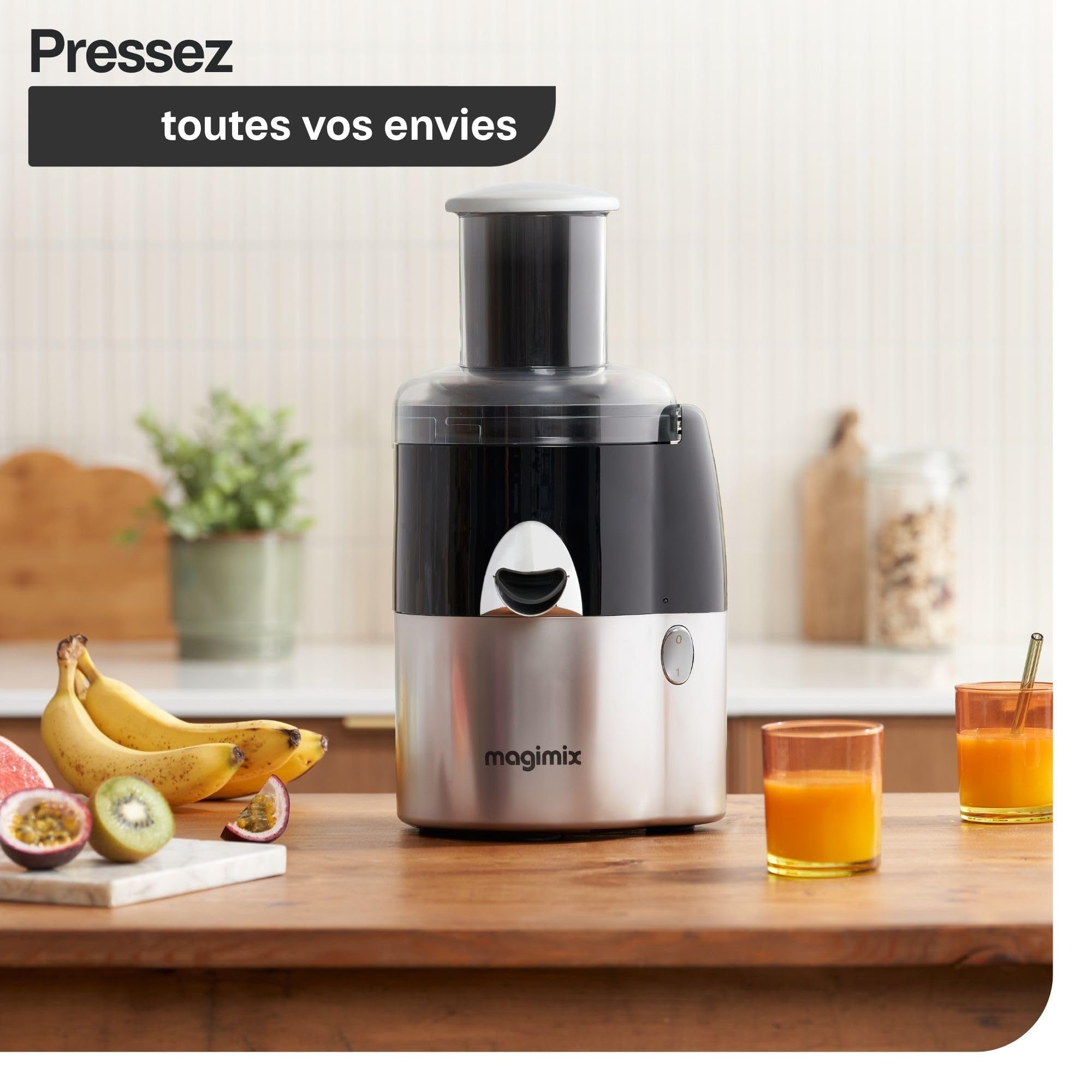 magimix Extracteur de Jus Multifonction 3 en 1 – Presse Agrumes, Centrifugeuse et Extraction à Froid – Moteur Puissant, Sans BPA, Facile à Nettoyer – Idéal Fruits & Légumes – Rouge