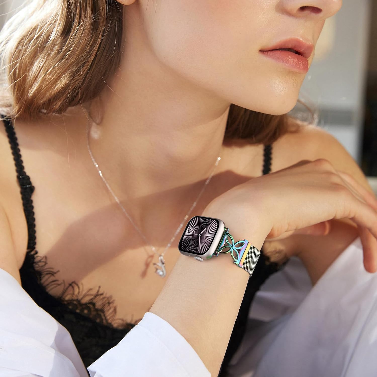 Getino Milanese Loop Compatible with Apple Watch Bands for Women 40mm 41mm 42mm 44mm 45mm 46mm 49mm 38mm Series 11 10 9 8 7 6 5 4 3 2 SE Ultra, Magnetic Stainless Steel Metal Strap iWatch Bands - Image 2