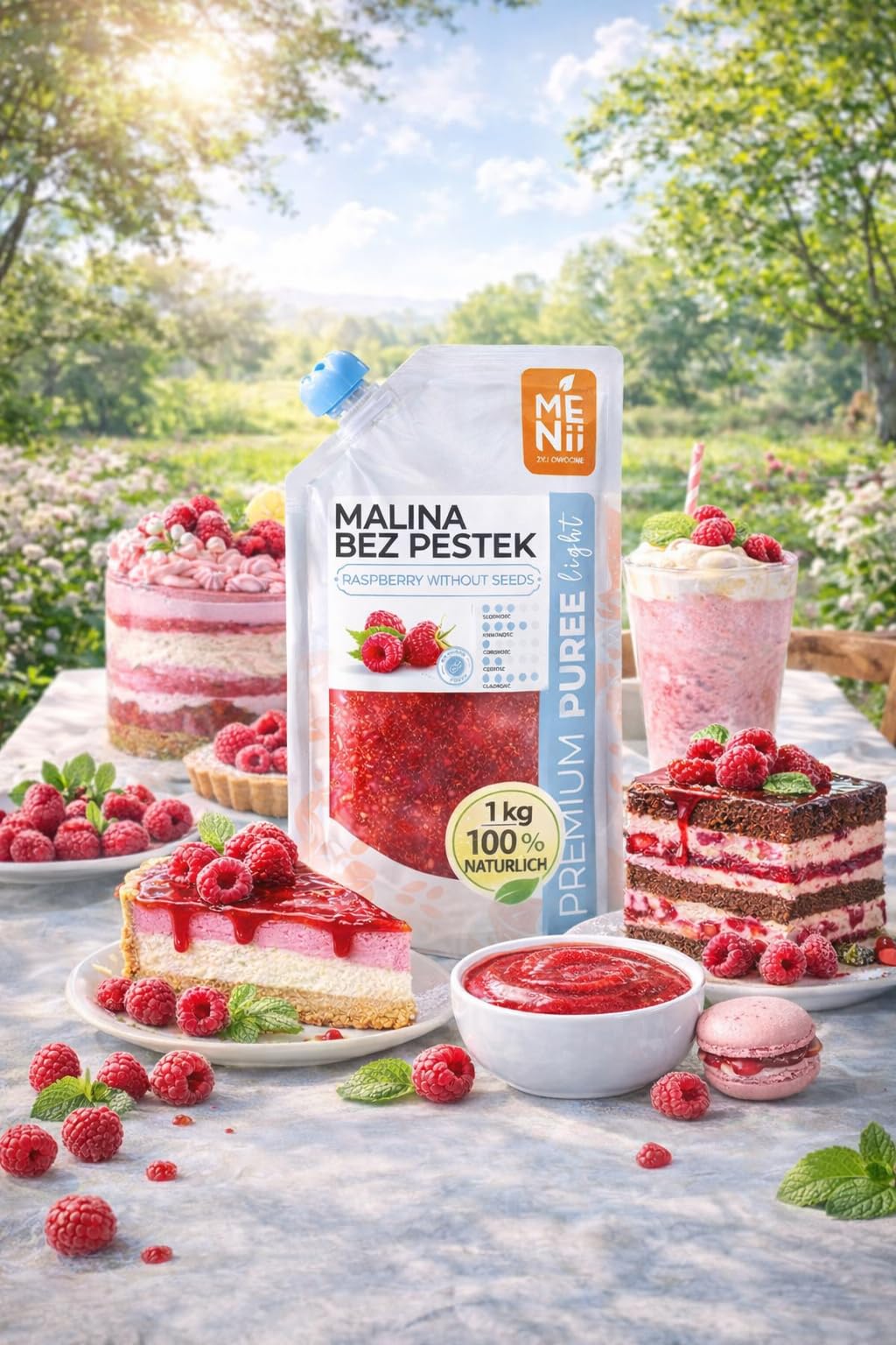 Puré de Frambuesa Premium, 1 kg, Sorbete, Postre, Frambuesa - Puré de Frutas, Pulpa