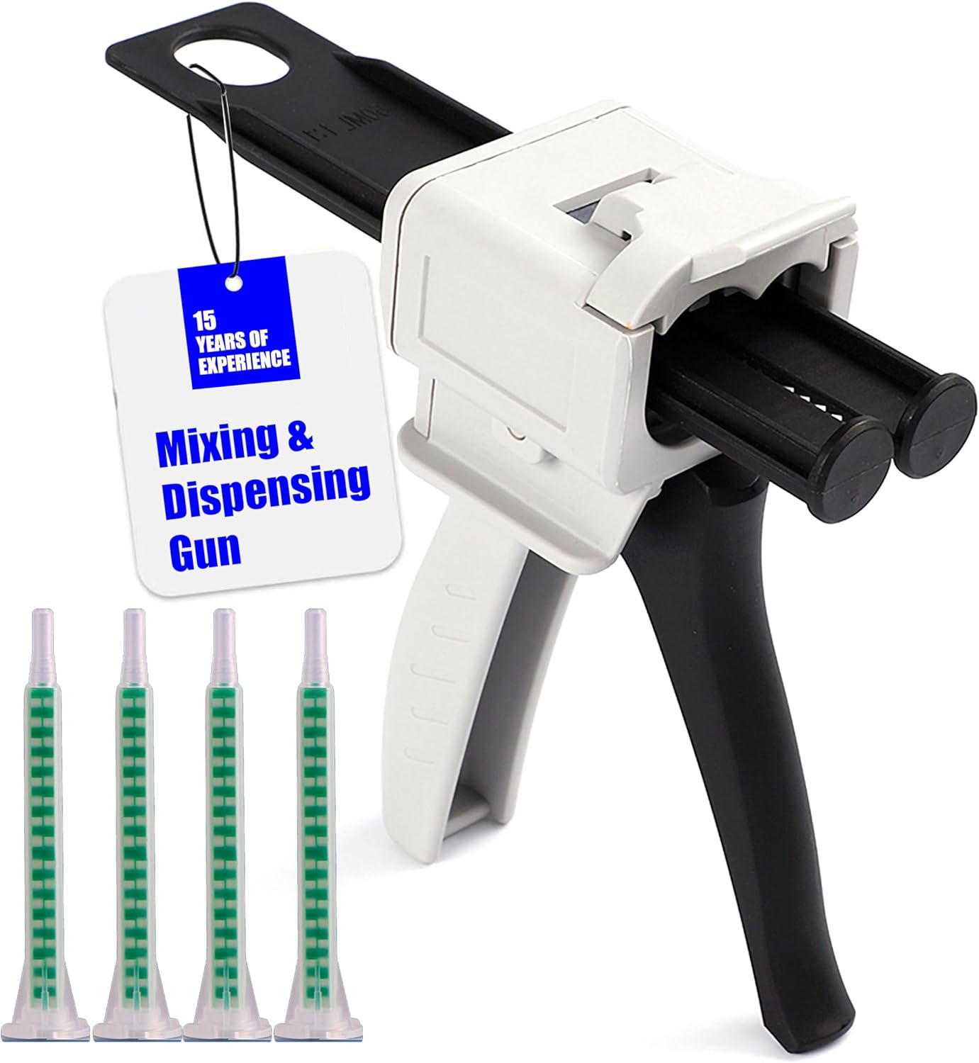 LntJoQxbm Manual Adhesive Dispenser Gun with 10x 1:1 Mixer Nozzles - Epoxy Sealant Squeezer for Precise DIY Application
